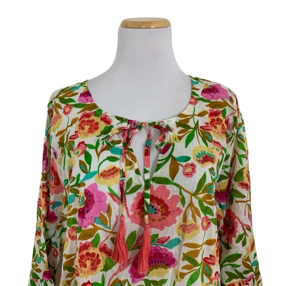 Debbie Katz South Beach Colorful Floral  Swim Coverup Dress Womens XL Boho - Picture 3 of 13